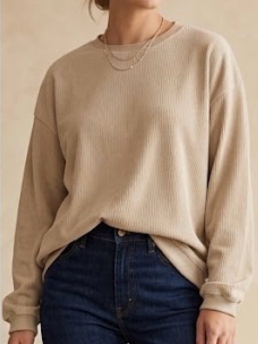 Corded Crew - Beige Size XL